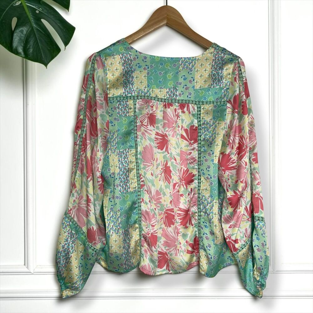 Fate Boho Pastel Patchwork Floral Blouse - Picture 4 of 11
